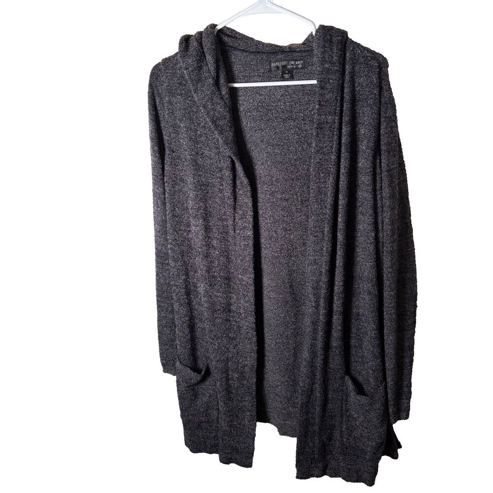 Barefoot Dreams Cozychic Lite Cardigan Sweater Hoodie Women's Medium Gray